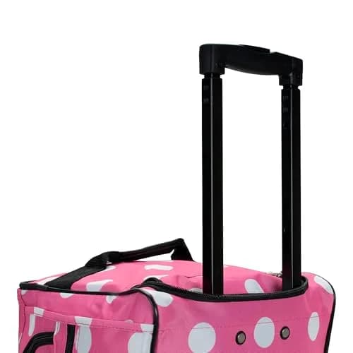 Rockland 22" Pink Dot Polyester Rolling Duffel Bag | Heavy Duty Wheels & Spacious Main Compartment thumbnail 5