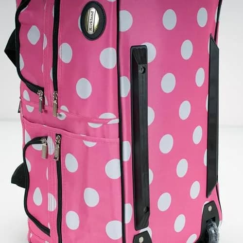 Rockland 22" Pink Dot Polyester Rolling Duffel Bag | Heavy Duty Wheels & Spacious Main Compartment thumbnail 6