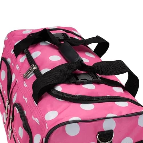 Rockland 22" Pink Dot Polyester Rolling Duffel Bag | Heavy Duty Wheels & Spacious Main Compartment thumbnail 3