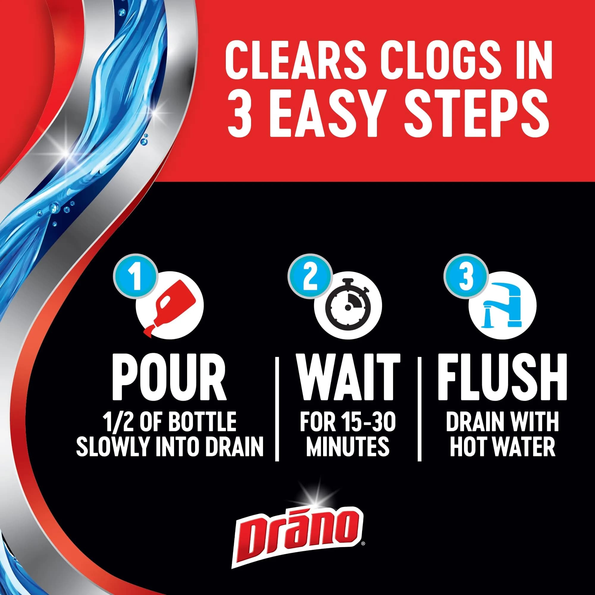 Drano Max Gel Drain Clog Remover 946ml (32 Fl Oz) | Fast-Acting Clog Remover for Pipes - view 9