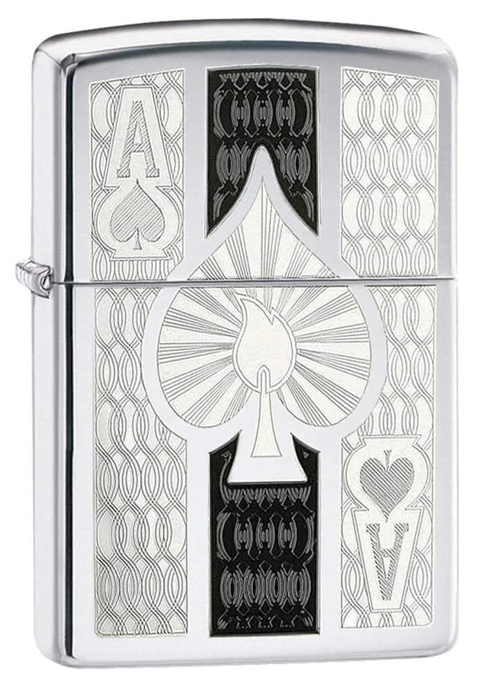 Zippo High Polish Chrome Spade Pocket Lighter | Windproof, Refillable, USA Made - main product image
