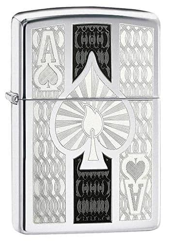 Zippo High Polish Chrome Spade Pocket Lighter | Windproof, Refillable, USA Made thumbnail 1