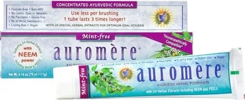 Auromere Ayurvedic Herbal Neem & Clove Toothpaste Mint-Free 118ml (4.16 oz) | Natural Oral Hygiene — 4.16 Ounce