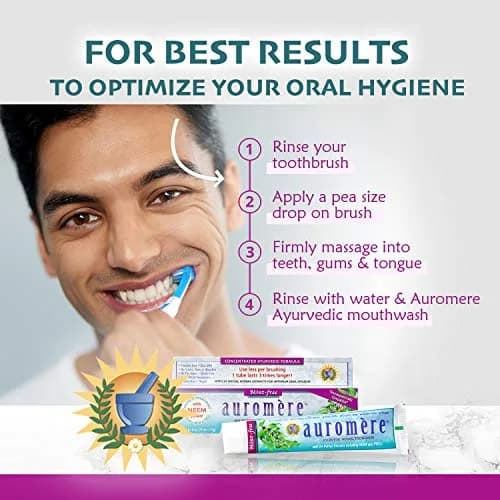 Auromere Ayurvedic Herbal Neem & Clove Toothpaste Mint-Free 118ml (4.16 oz) | Natural Oral Hygiene thumbnail 4