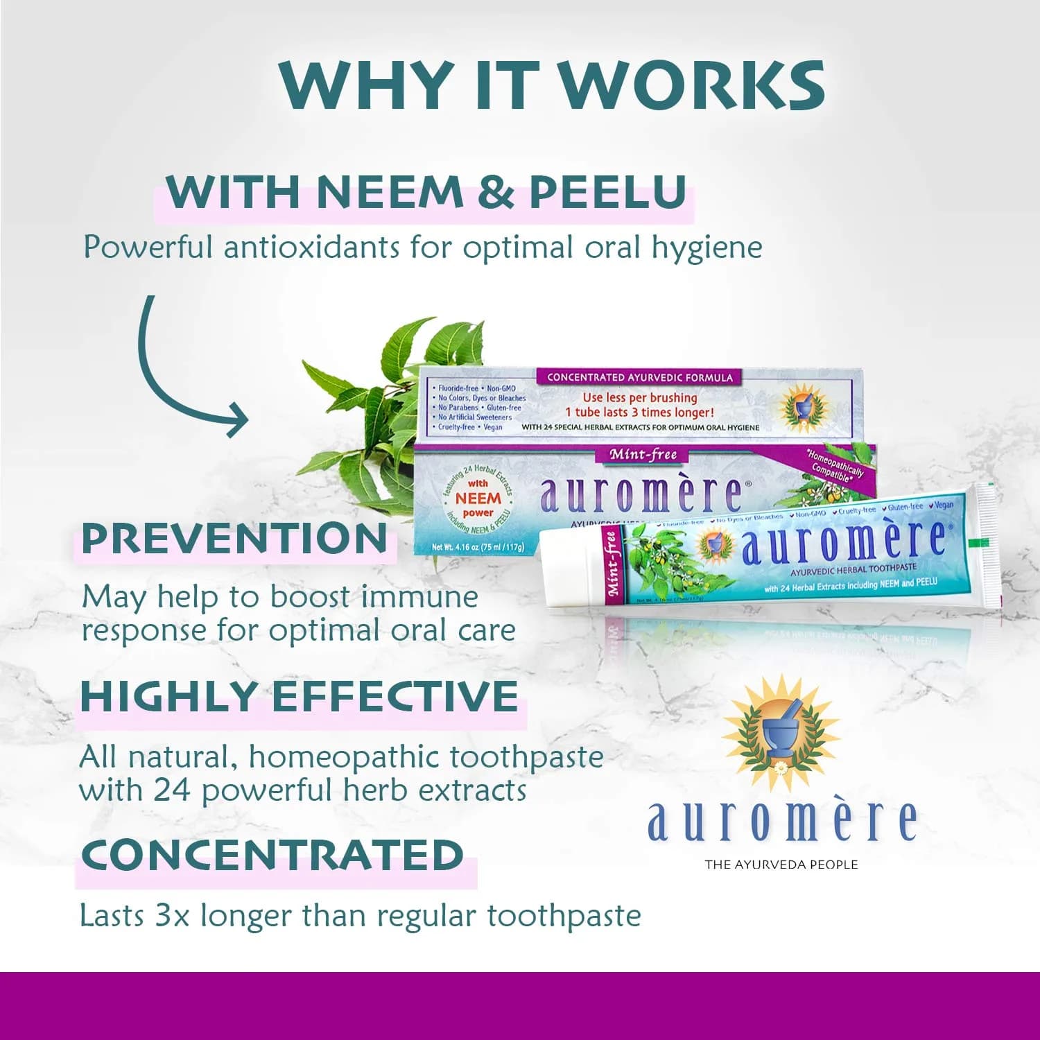 Auromere Ayurvedic Herbal Neem & Clove Toothpaste Mint-Free 118ml (4.16 oz) | Natural Oral Hygiene