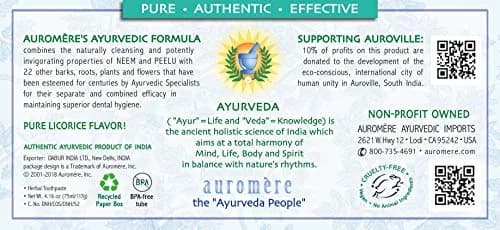 Auromere Ayurvedic Herbal Neem & Clove Toothpaste Mint-Free 118ml (4.16 oz) | Natural Oral Hygiene thumbnail 2