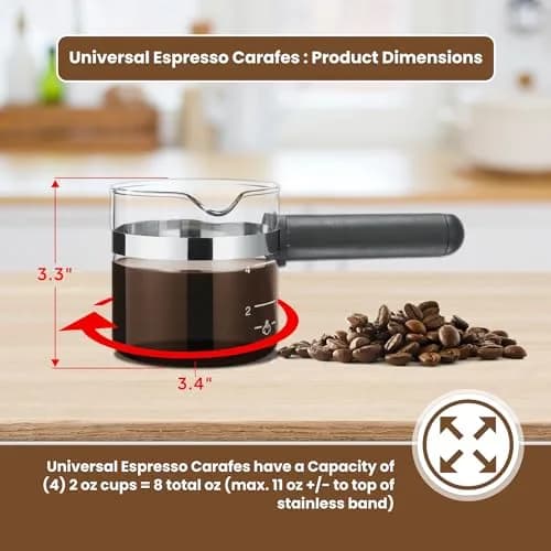 Café Brew Collection 4 Cup Universal Espresso Replacement Carafe, Borosilicate Glass (156 ml / 5.28 fl oz) thumbnail 6