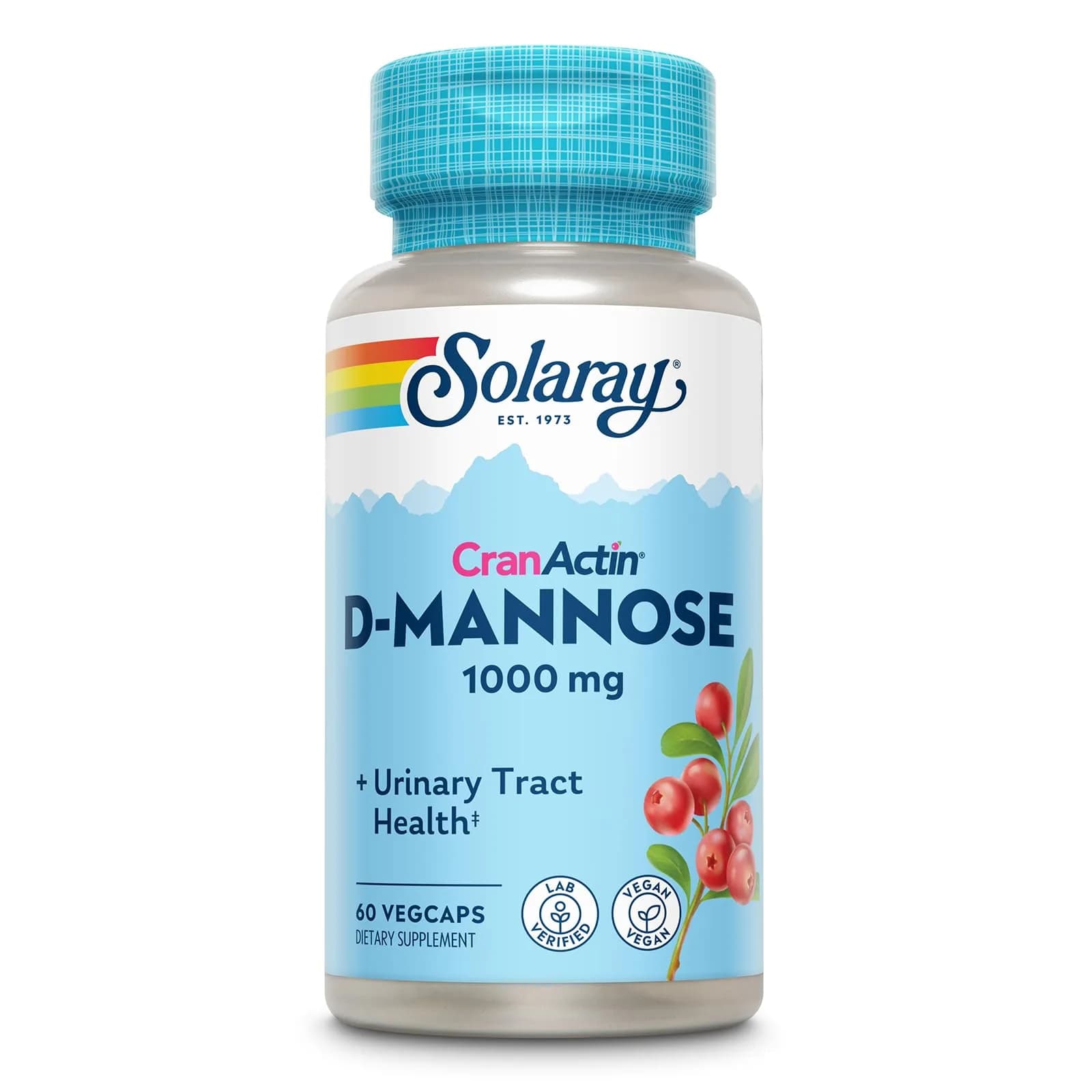 SOLARAY D-Mannose with CranActin Cranberry Supplement 60 Count | Urinary Tract Support & Wellness