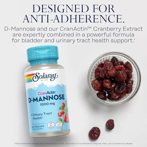 SOLARAY D-Mannose with CranActin Cranberry Supplement 60 Count | Urinary Tract Support & Wellness thumbnail 3
