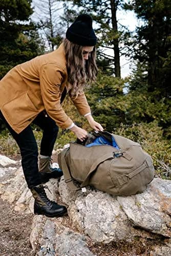 Stansport Zippered Canvas Deluxe Duffel Bag - O.D. Green 36" x 21" | Heavy-duty cotton canvas for active travel thumbnail 6