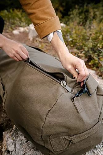 Stansport Zippered Canvas Deluxe Duffel Bag - O.D. Green 36" x 21" | Heavy-duty cotton canvas for active travel thumbnail 7