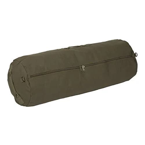 Stansport Zippered Canvas Deluxe Duffel Bag - O.D. Green 36" x 21" | Heavy-duty cotton canvas for active travel thumbnail 2