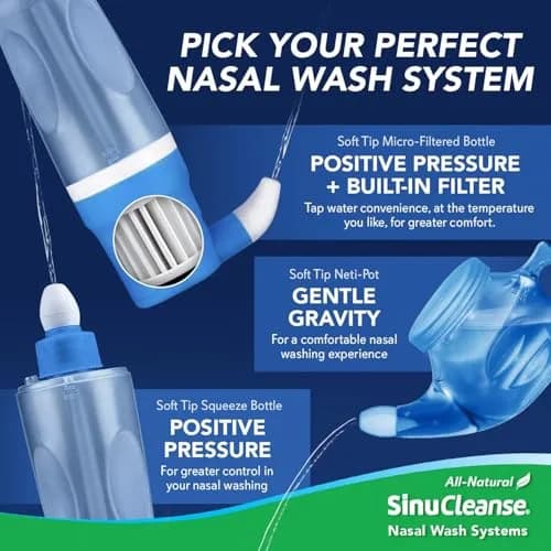 SinuCleanse Soft Tip Neti Pot Sinus Rinse System with 30 Saline Packets | All-Natural Nasal Wash for Cold, Flu, Allergy Relief thumbnail 7