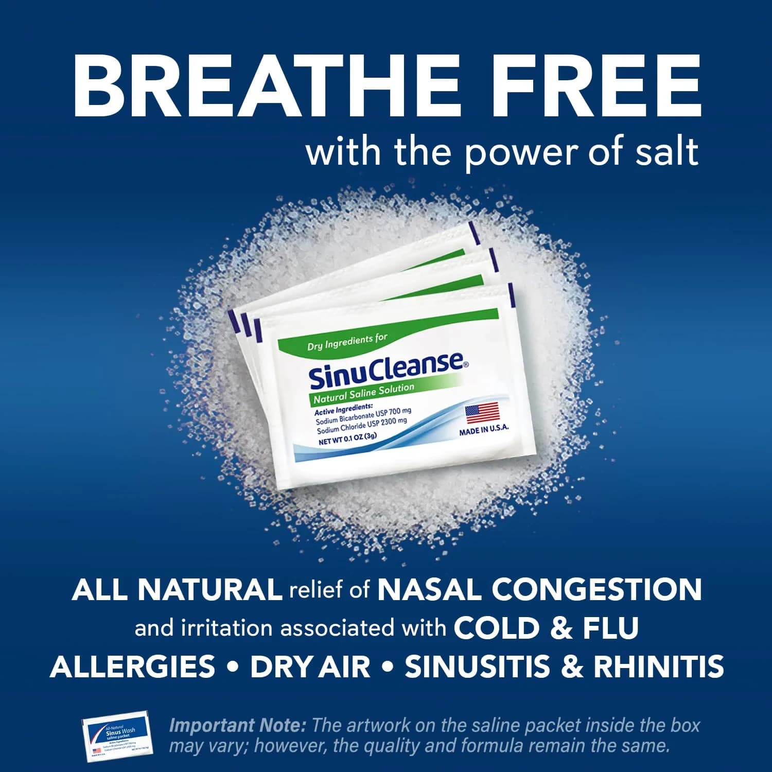 SinuCleanse Soft Tip Neti Pot Sinus Rinse System with 30 Saline Packets | All-Natural Nasal Wash for Cold, Flu, Allergy Relief - view 2