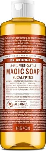 Dr. Bronner's Eucalyptus Pure-Castile Liquid Soap 473ml (16 Fl Oz) | 18-in-1 Uses for Body, Face, Home thumbnail 1