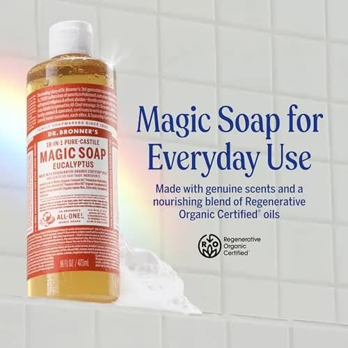 Dr. Bronner's Eucalyptus Pure-Castile Liquid Soap 473ml (16 Fl Oz) | 18-in-1 Uses for Body, Face, Home thumbnail 2