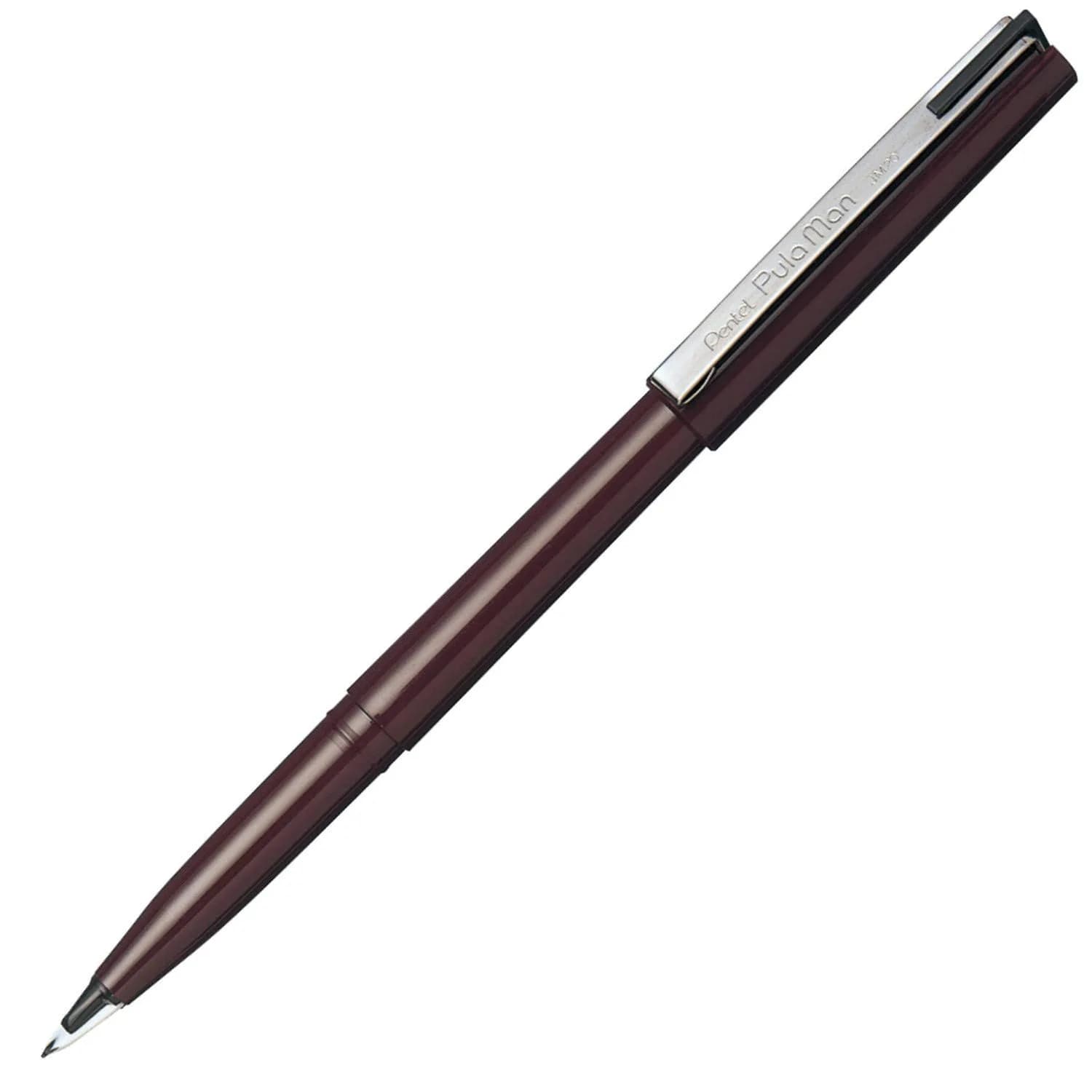 Pentel Pulaman MJ20 Disposable Pen with Plastic Nib, Red Ink, 1 Count (Pack of 1) | Smooth Ink Flow — Black Ink