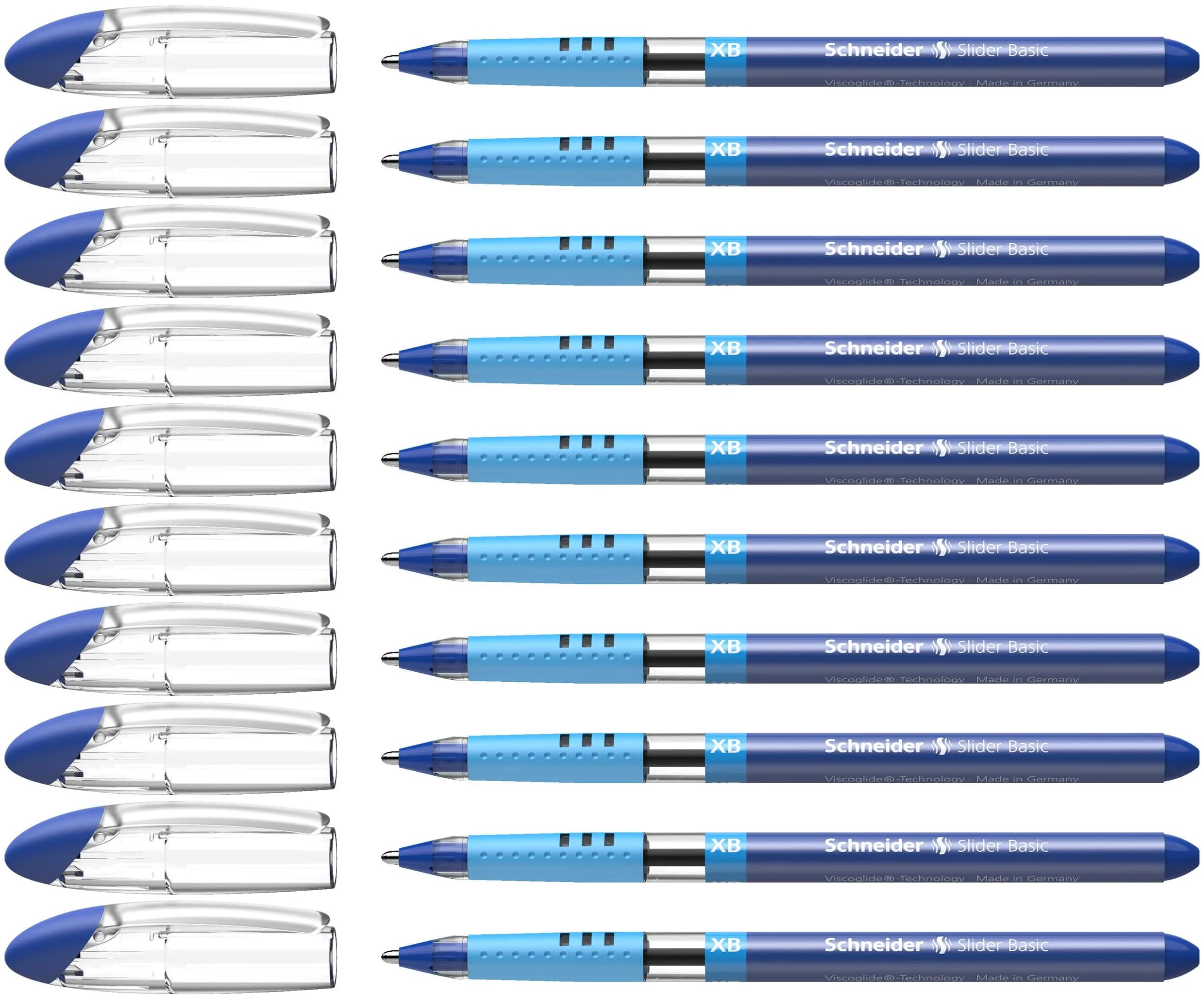 Schneider Slider Basic XB Ballpoint Pen, 1.4mm Blue Ink, Box of 10 Pens | Viscoglide Technology - main product image