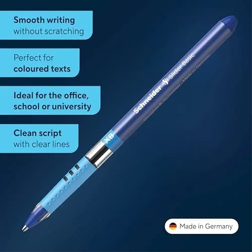 Schneider Slider Basic XB Ballpoint Pen, 1.4mm Blue Ink, Box of 10 Pens | Viscoglide Technology thumbnail 2