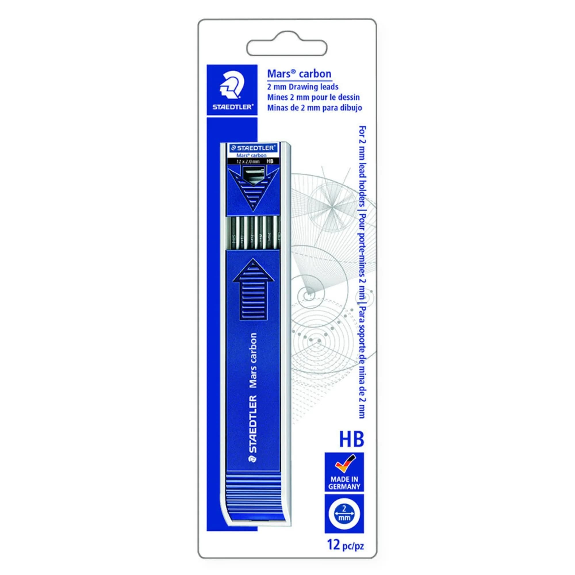 STAEDTLER Mars Carbon 2.0 mm Lead Refill 12pcs | Smooth HB #2 for Mechanical Pencils — Black