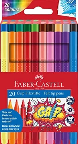 Faber-Castell Grip Color Markers - 20 Washable Fineline Markers | Ergonomic, Rehydratable, Non-Toxic, for Kids & Adults thumbnail 1