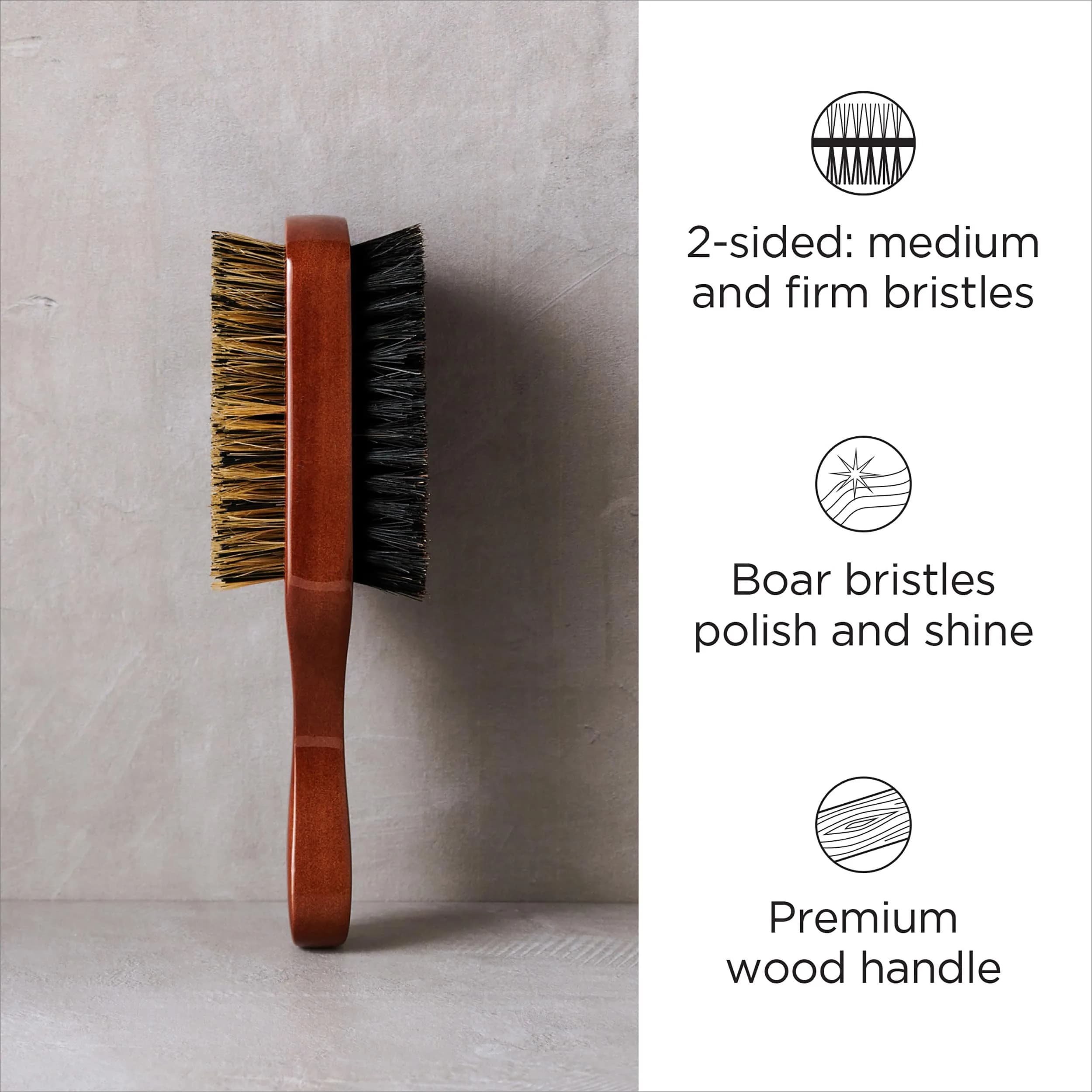 Diane 2-Sided Club Brush for Men, Thick & Coarse Hair, 7in (17.8cm) | 100% Boar Bristle for Waves & Shine - view 2