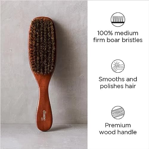 Diane Premium 100% Boar Wave Brush for Men – Medium Bristles, 9.13" L | Detangles, Smooths, Styles Waves thumbnail 2