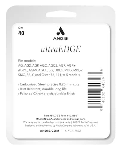 Andis 64076 UltraEdge Detachable Blade Size 40 1/100in Cut | Precision Grooming for Face, Feet, Ears thumbnail 3