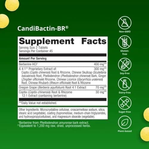 Metagenics CandiBactin-BR Berberine HCl 400 mg Gut Support, 90 Tablets | Gut Health & Detox Support thumbnail 2