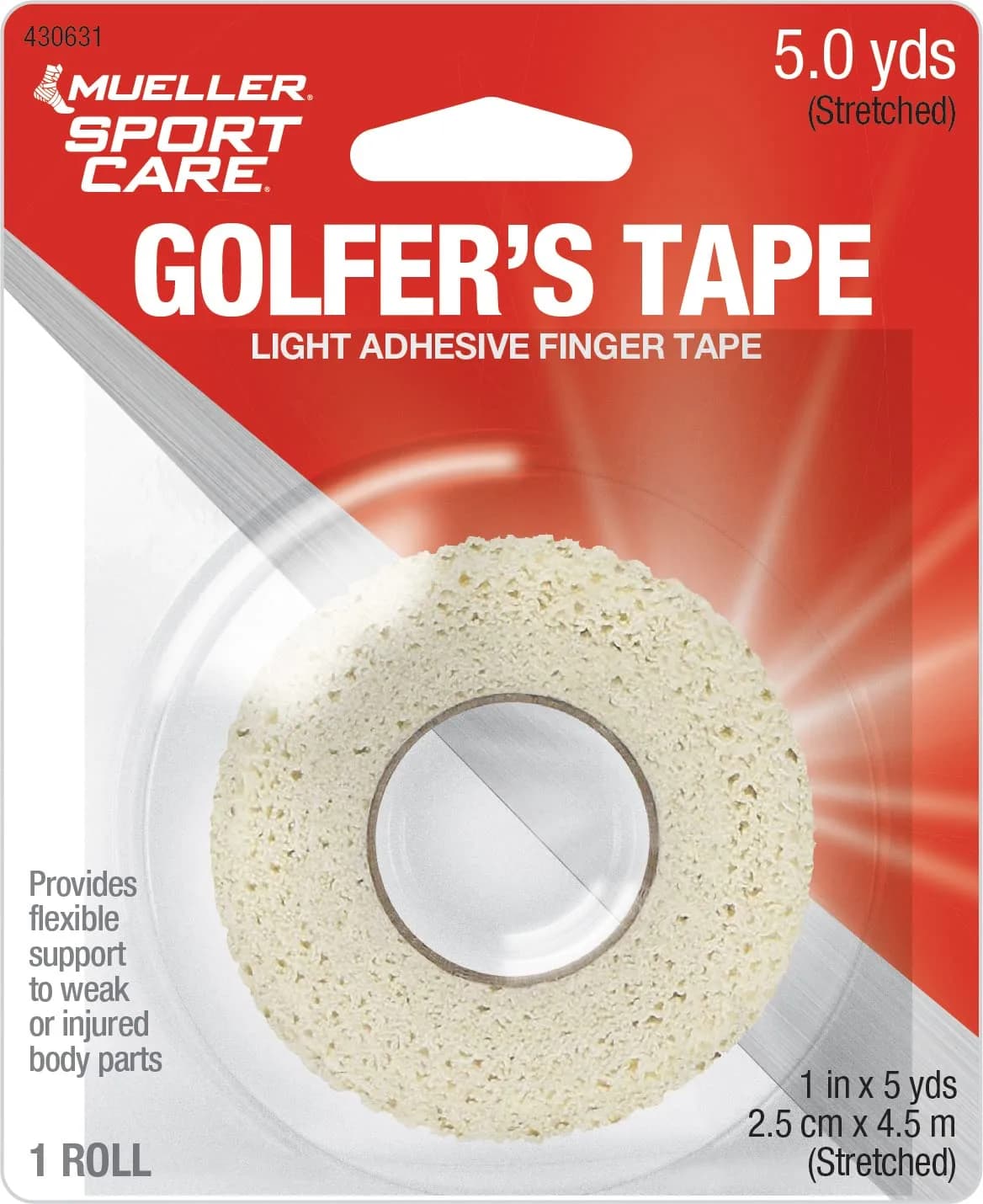 Mueller MU430631 White Adhesive Tape 0.25x4.5 m | Prevents Finger Blisters & Improves Control - main product image