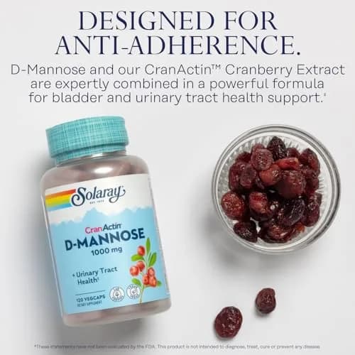 SOLARAY D-Mannose with CranActin Cranberry Supplement 120 Count | Urinary Support & Antioxidant Boost thumbnail 3