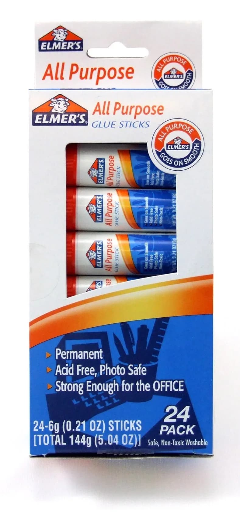 Elmer's All-Purpose Glue Sticks, 0.21 oz Each, 24 Pack | Clear, Fast-Drying, Non-Toxic