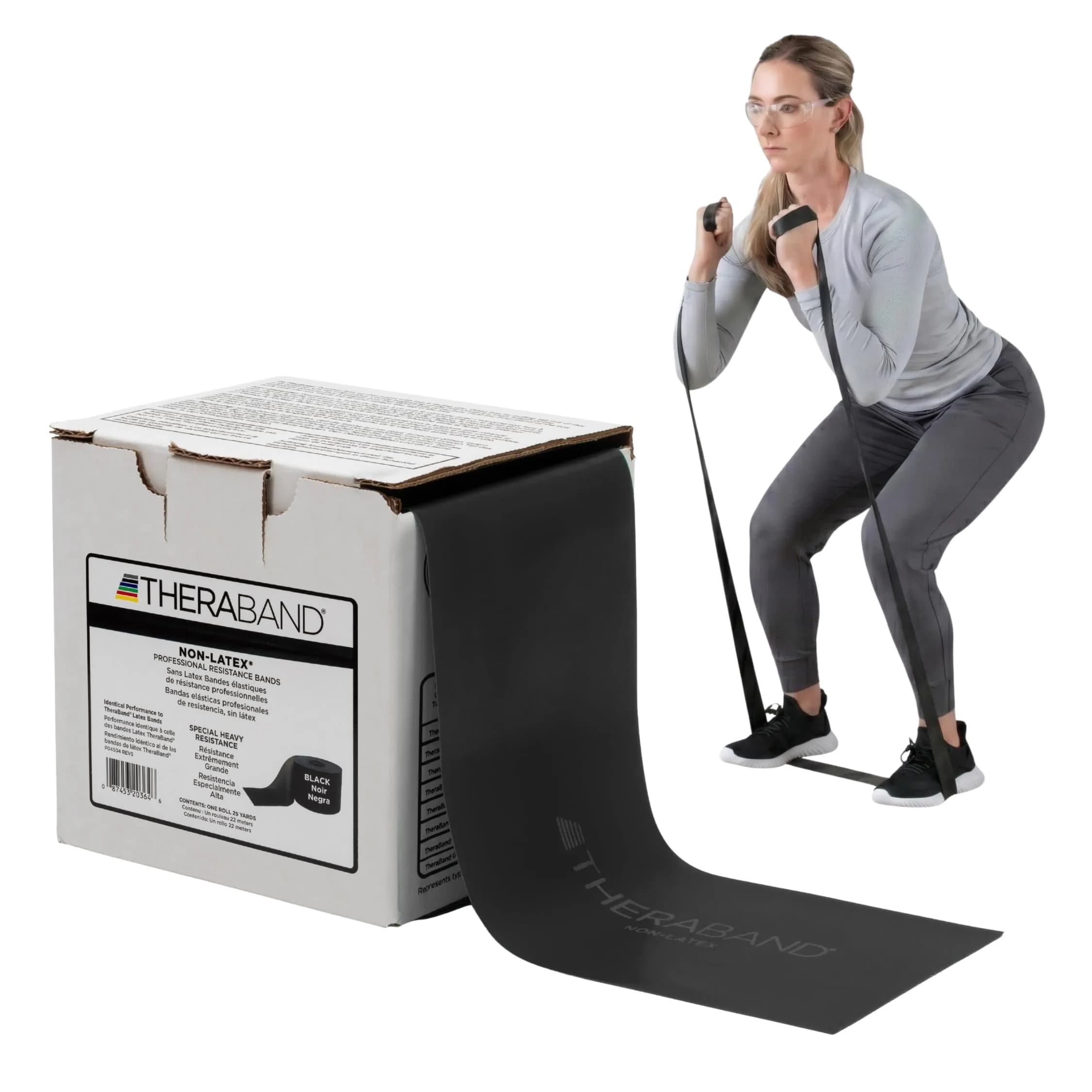 THERABAND Resistance Band Black Special Heavy 25-Yd Latex-Free | Custom Length for Strength & Rehab