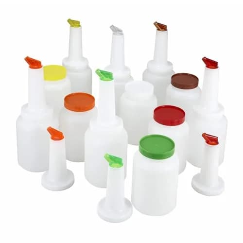 Winco White 2 qt Pour Bottle with Lid | Durable NSF Certified Beverage Dispenser thumbnail 2