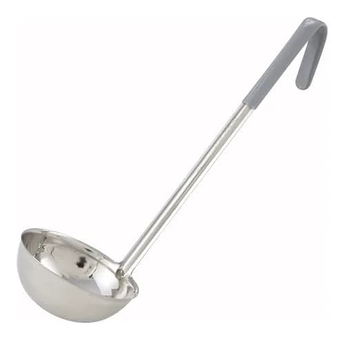 Winco Stainless Steel Ladle with Gray Handle | 12-Ounce Portion Control & Insulated Grip thumbnail 1