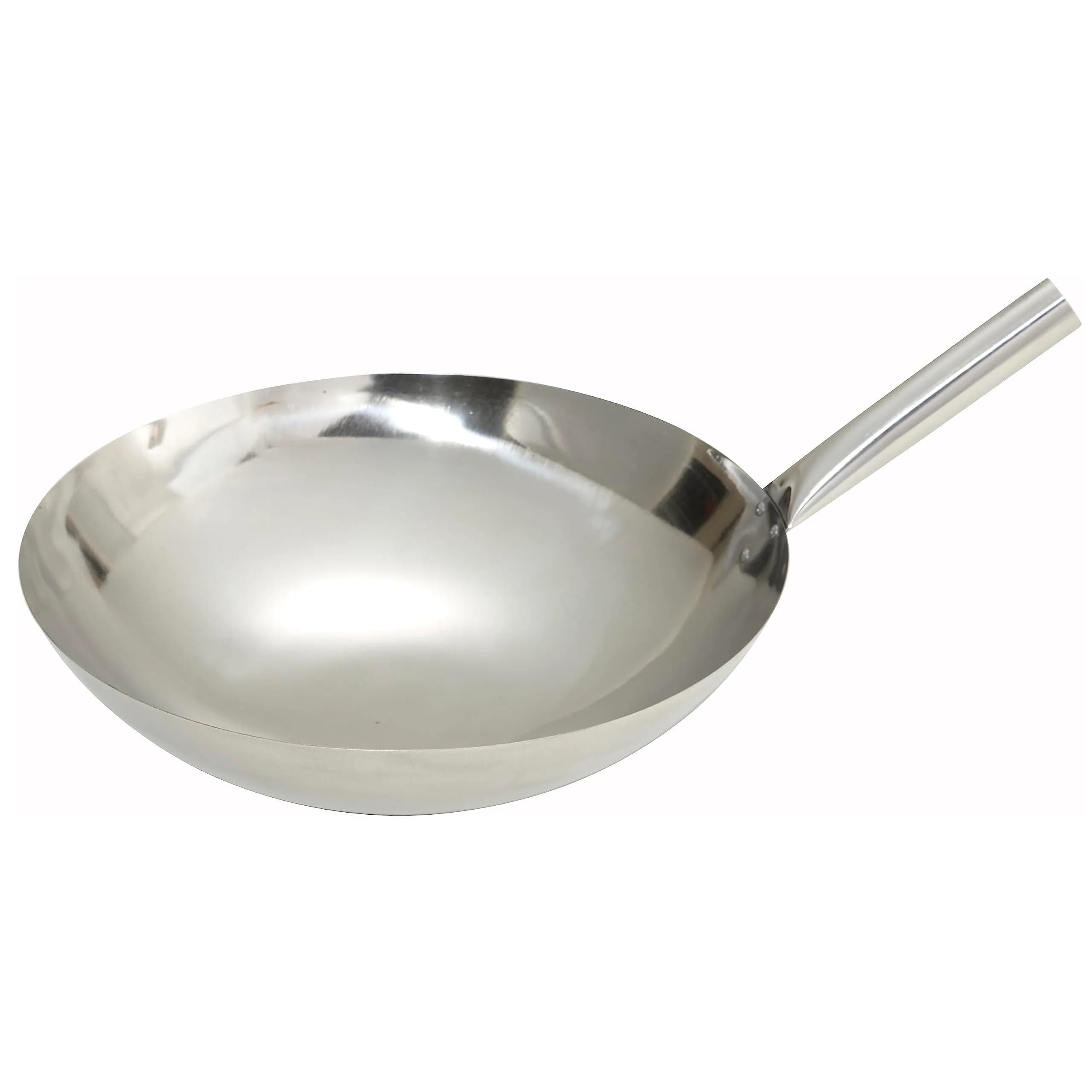 Winco 14" Nailed Joint Stainless Steel Wok | Durable, Corrosion-Resistant & Versatile (70-120 chars) - main product image
