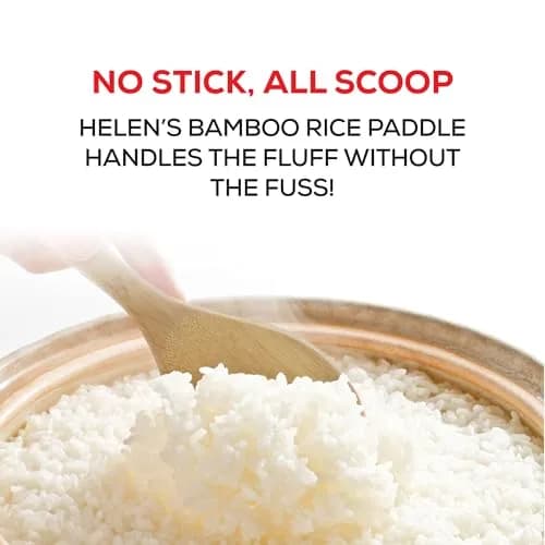 Helen's Asian Kitchen Bamboo Rice Paddle 9-Inch | Stir, Mix, Serve Rice & Mashed Potatoes thumbnail 4