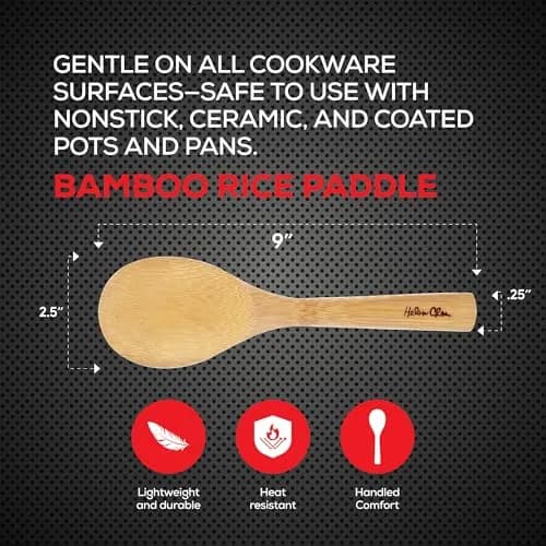 Helen's Asian Kitchen Bamboo Rice Paddle 9-Inch | Stir, Mix, Serve Rice & Mashed Potatoes thumbnail 2