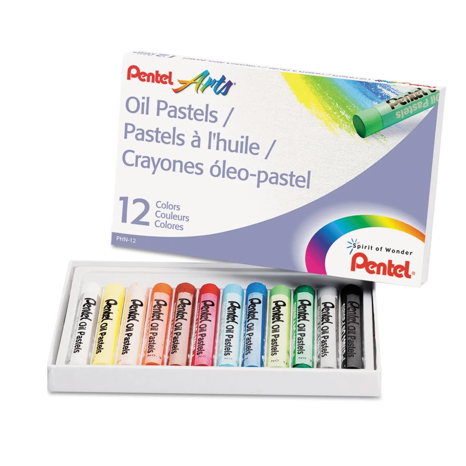 Pentel Arts Oil Pastels 12 Color Set (PHN-12) 0.44 kg (0.97 lb) | Certified AP Non-Toxic — Assorted