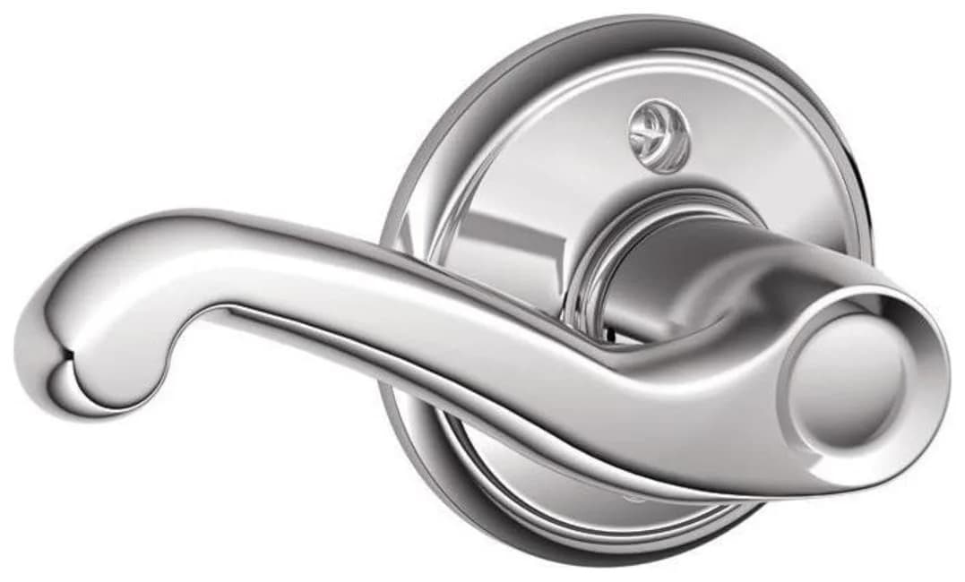 SCHLAGE Flair Non-Turning Dummy Door Handle, Left Handed, Bright Chrome | Decorative, Durable, Easy to Install