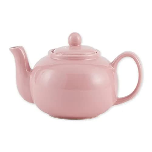 RSVP International Stoneware Teapot Collection, Microwave & Dishwasher Safe, 42 oz, Pink thumbnail 1