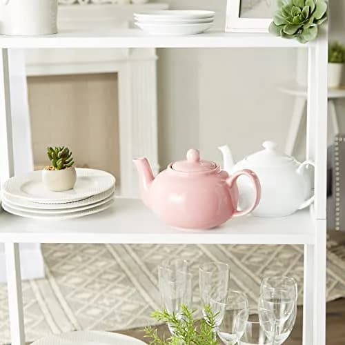 RSVP International Stoneware Teapot Collection, Microwave & Dishwasher Safe, 42 oz, Pink thumbnail 4