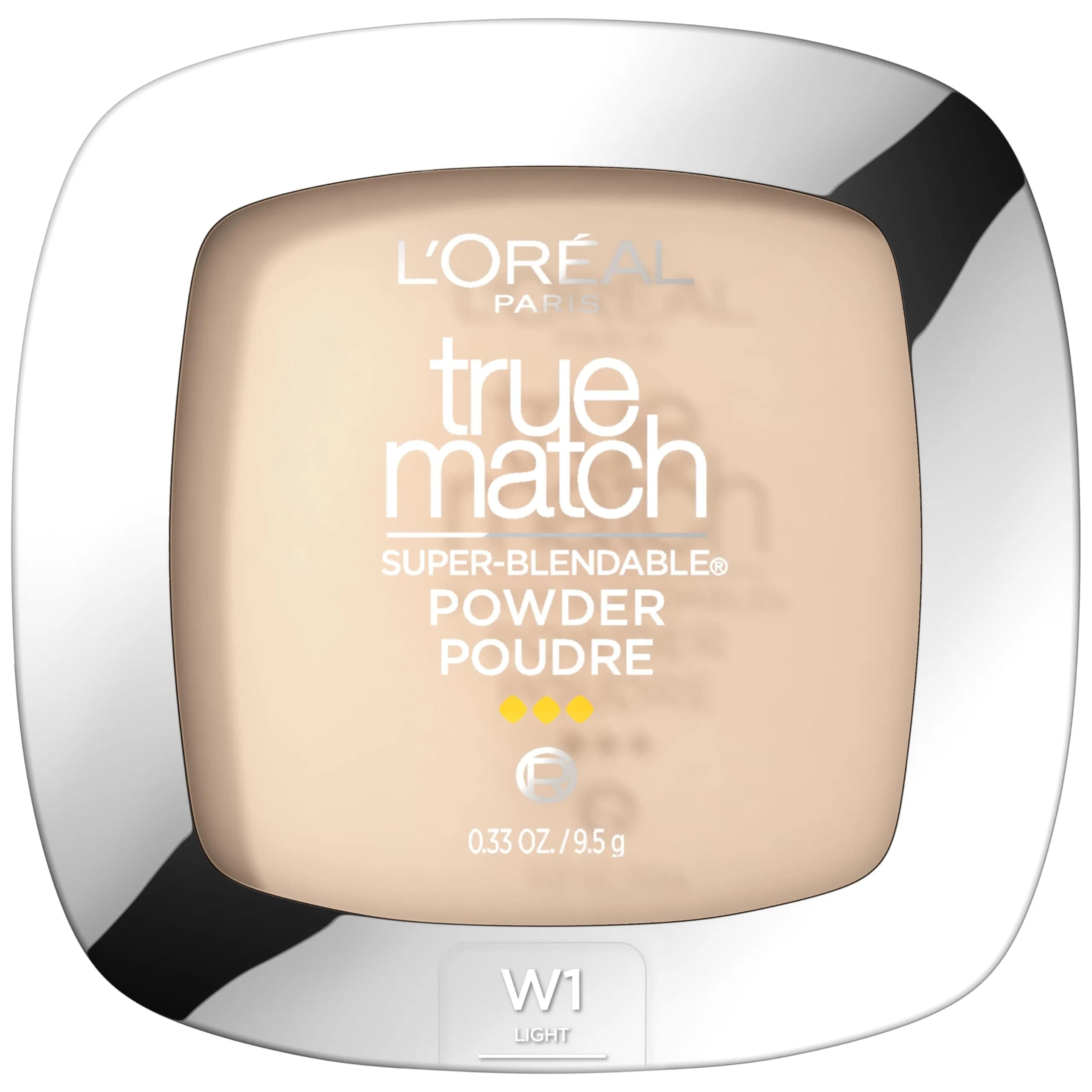 L'Oreal Paris True Match Super Blendable Oil-Free Powder Foundation W3 Light Medium 0.33 oz | Matches Skin Tone & Texture — W1 Light