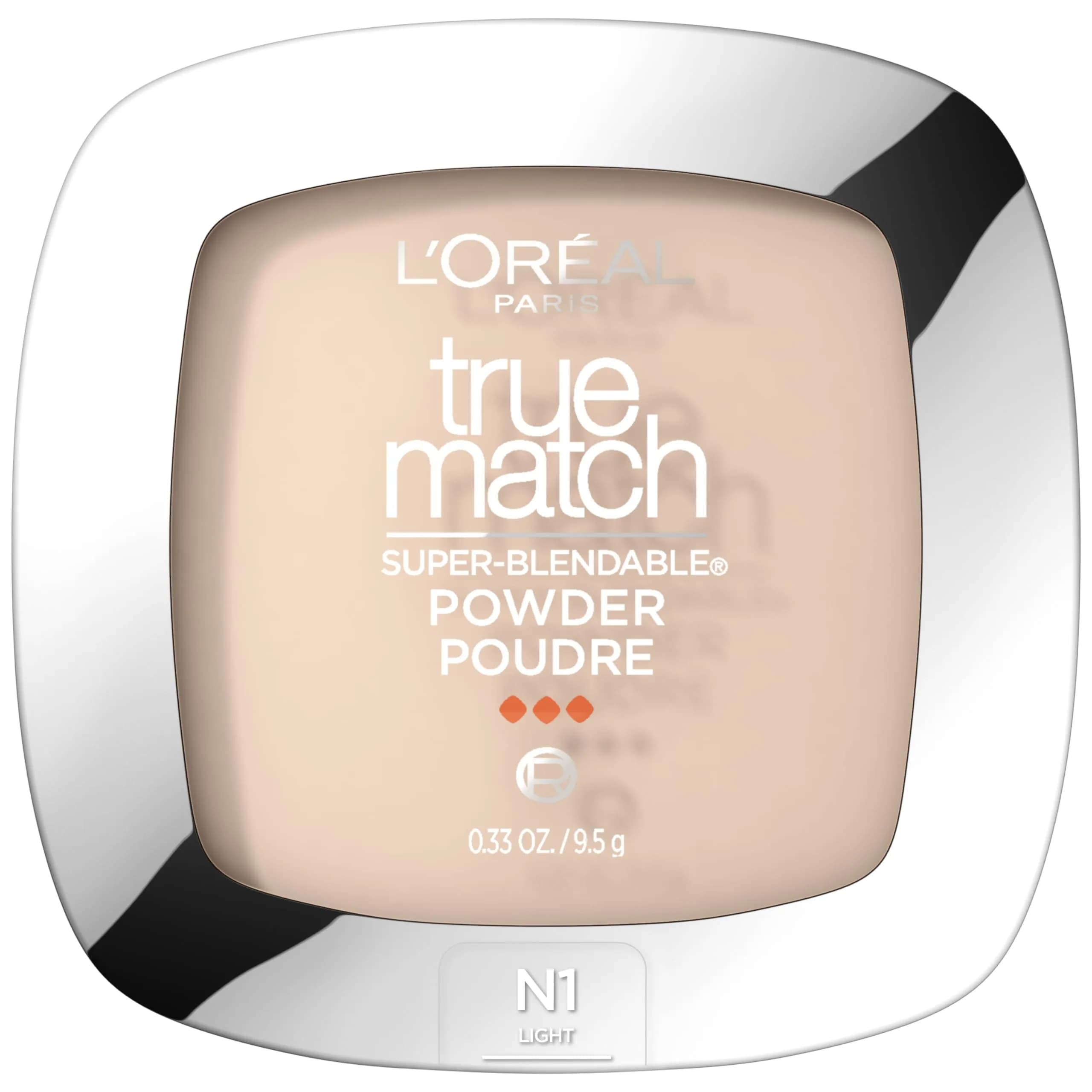 L'Oreal Paris True Match Super Blendable Oil-Free Powder Foundation W3 Light Medium 0.33 oz | Matches Skin Tone & Texture — N1 Light