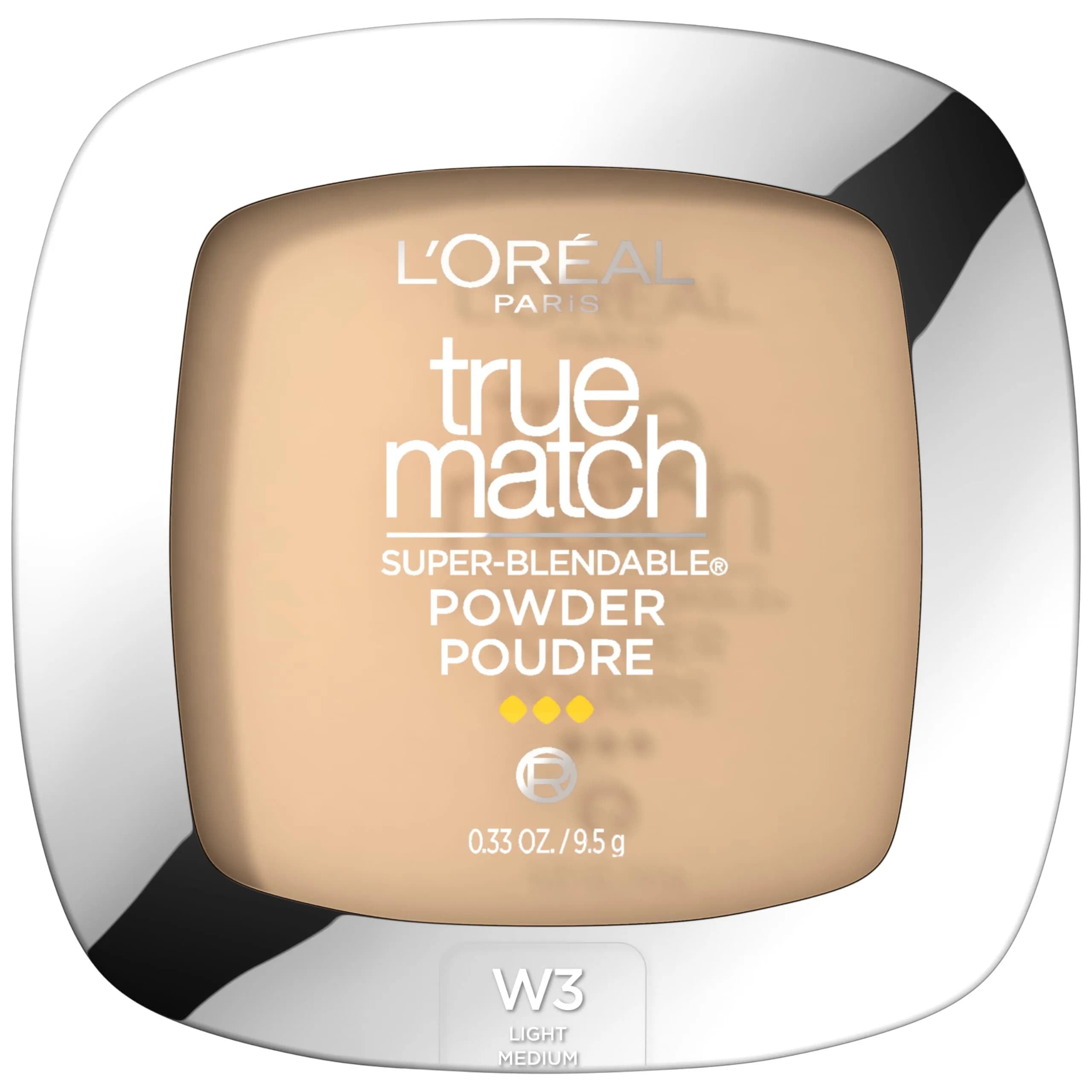 L'Oreal Paris True Match Super Blendable Oil-Free Powder Foundation W3 Light Medium 0.33 oz | Matches Skin Tone & Texture
