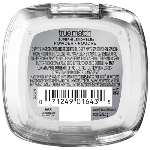 L'Oreal Paris True Match Super Blendable Oil-Free Powder Foundation W3 Light Medium 0.33 oz | Matches Skin Tone & Texture thumbnail 8