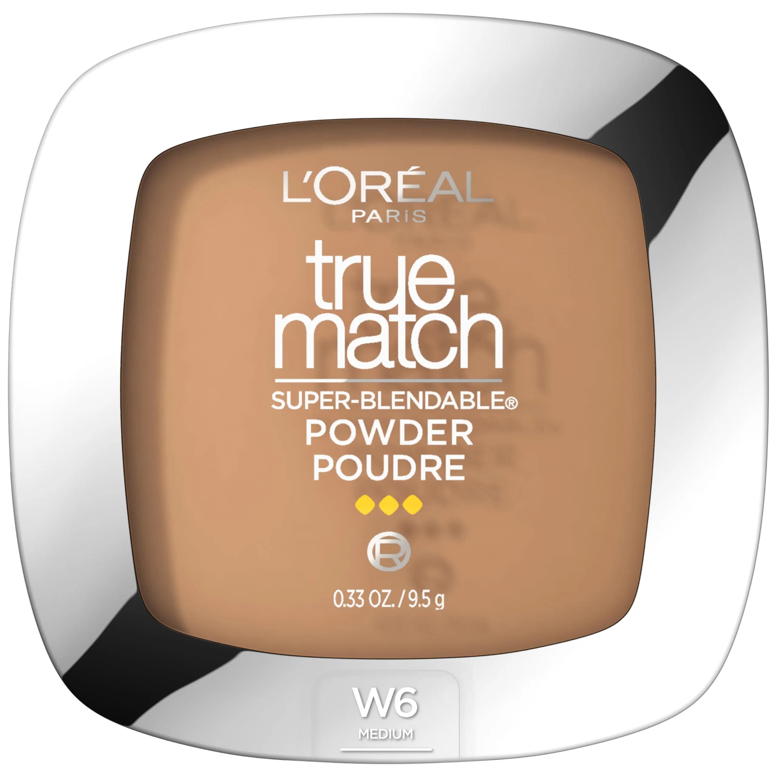 L'Oreal Paris True Match Super Blendable Oil-Free Powder Foundation W3 Light Medium 0.33 oz | Matches Skin Tone & Texture — W6 Medium