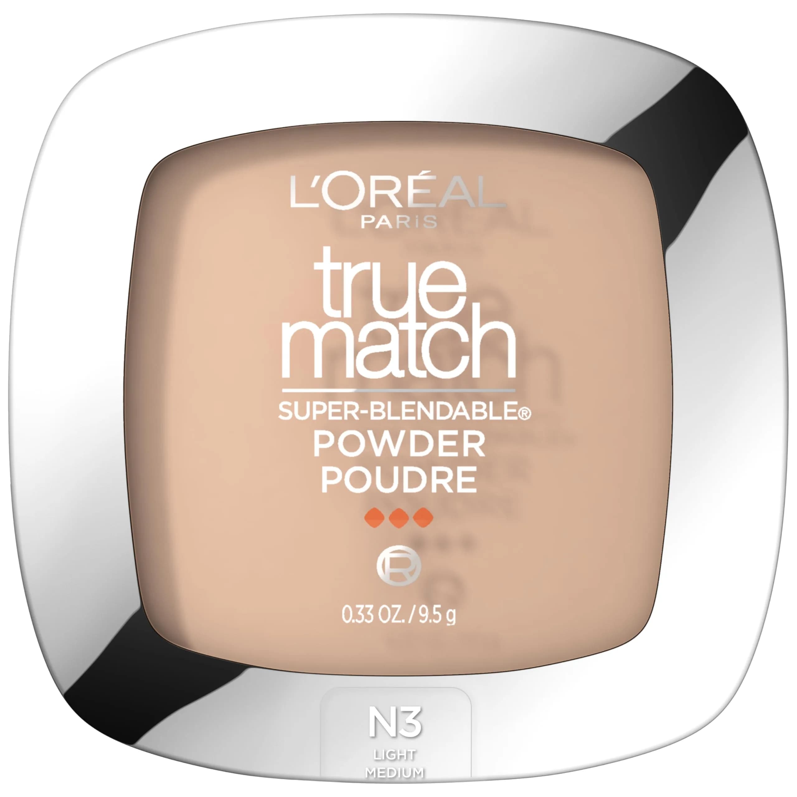 L'Oreal Paris True Match Super Blendable Oil-Free Powder Foundation W3 Light Medium 0.33 oz | Matches Skin Tone & Texture - main product image