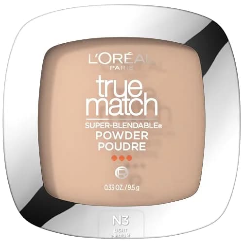 L'Oreal Paris True Match Super Blendable Oil-Free Powder Foundation W3 Light Medium 0.33 oz | Matches Skin Tone & Texture — N3 Light Medium