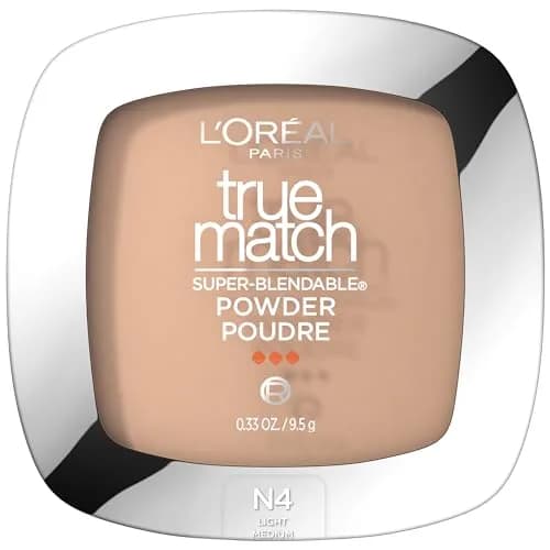 L'Oreal Paris True Match Super Blendable Oil-Free Powder Foundation W3 Light Medium 0.33 oz | Matches Skin Tone & Texture — N4 Light Medium